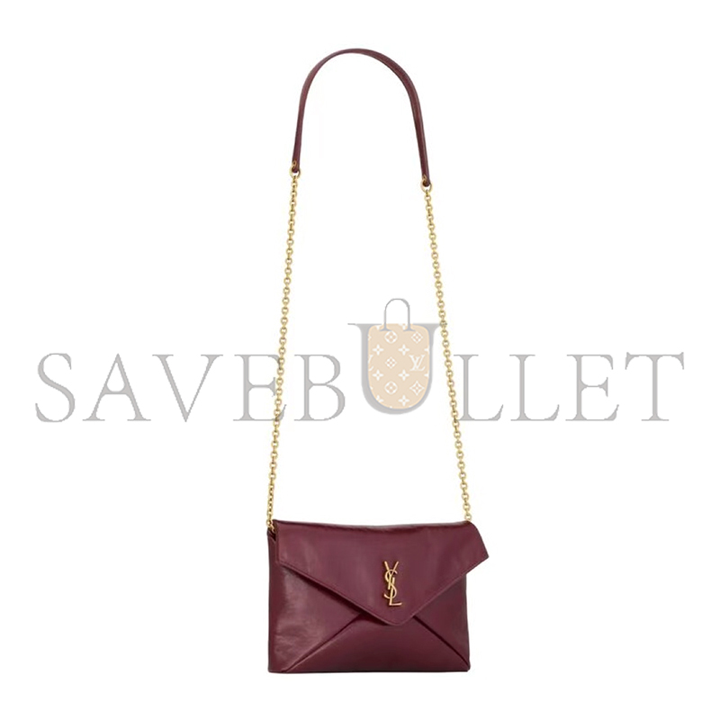 YSL CASSANDRE CHAIN POUCH IN SHINY LEATHER 847638AAE526593 (19*12*3cm)
